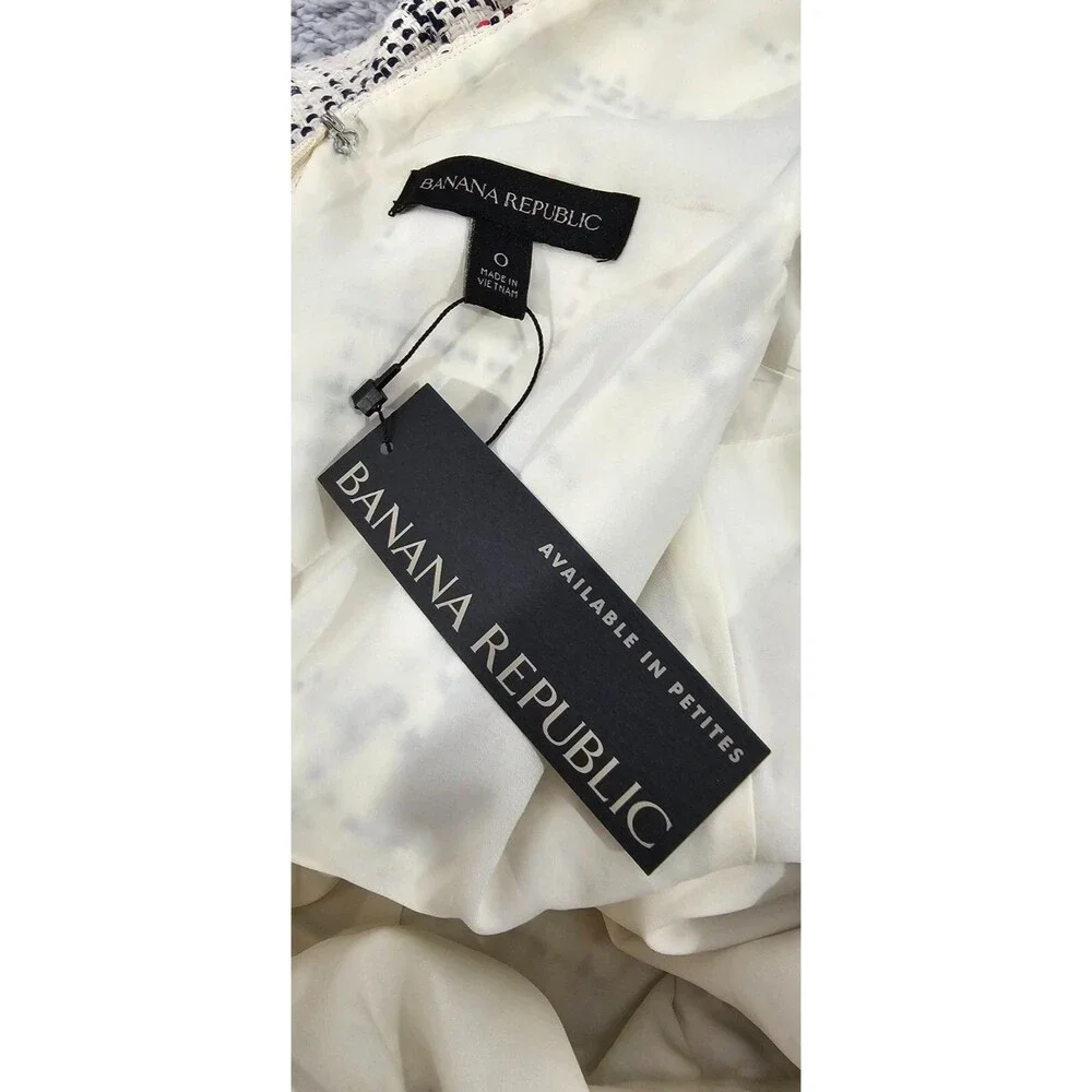 New Banana Republic Women's Mini Dress Ivory Tweed Halter Twee Mod Preppy Size 0 - Picture 4 of 16